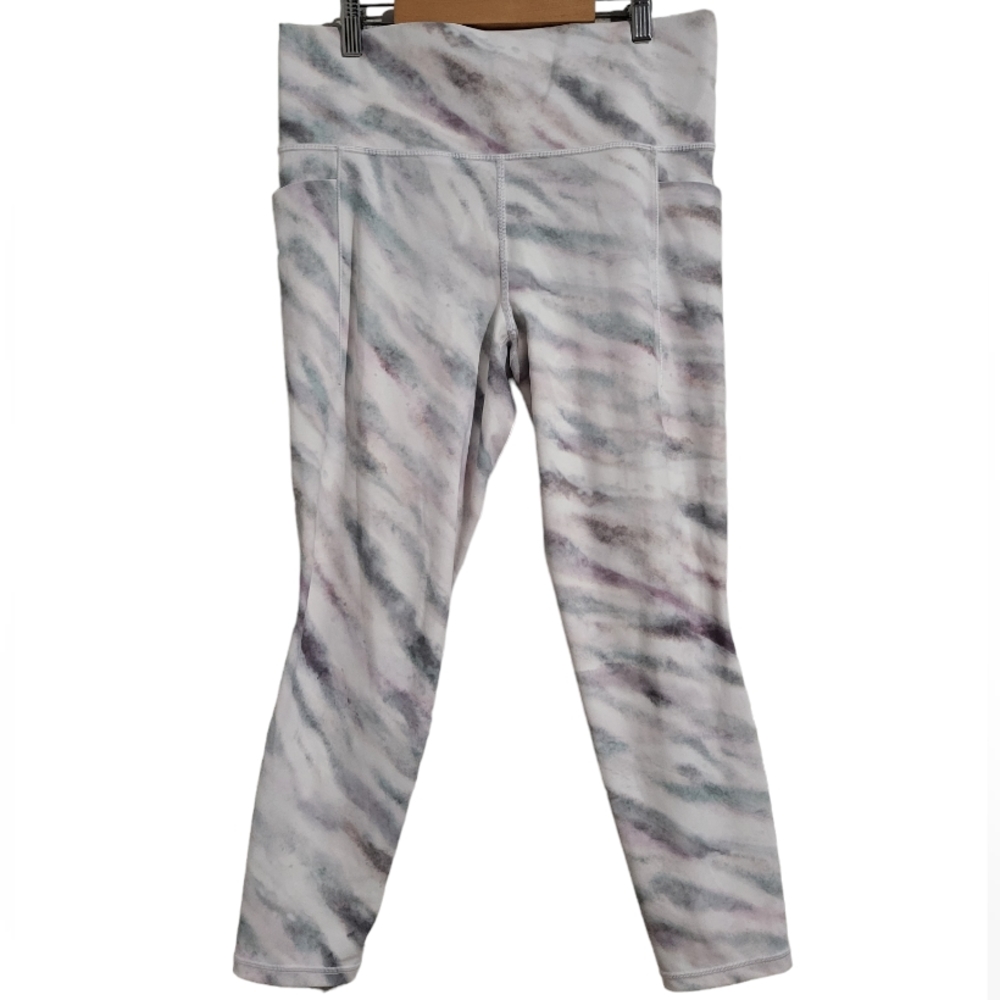 EUC Athleta Salutation Stash Pocket II 7/8 Tight White Marble size L - Picture 1 of 10